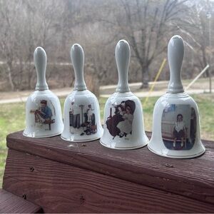 Set of Decorative White Norman Rockwell Porcelain Bells